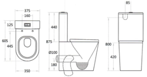 Alternative view of Rimless Flushing Wall Faced Toilet Suite